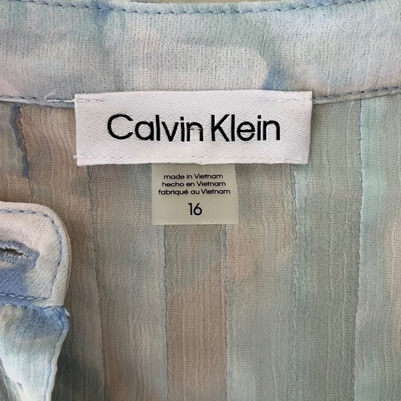 Calvin Klein Size 16 Flutter Cap Sleeve A Line Midi Lined Dress Floral V Neck - Picture 3 of 10